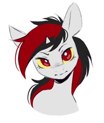 Size: 818x964 | Tagged: safe, artist:melodylibris, derpibooru import, oc, oc only, oc:blackjack, pony, unicorn, fallout equestria, fallout equestria: project horizons, bust, colored sclera, female, horn, looking at you, mare, simple background, solo, white background, yellow sclera