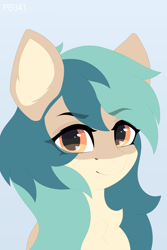 Size: 4000x6000 | Tagged: safe, artist:ponybun341, derpibooru import, oc, oc:peacher, pegasus, pony, blue background, bust, looking at you, portrait, simple background, solo