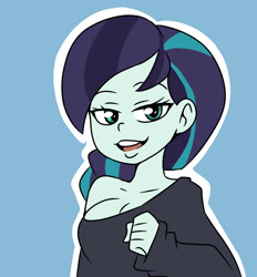 Size: 1280x1377 | Tagged: safe, artist:aokushan, derpibooru import, coloratura, human, equestria girls, g4, breasts, busty coloratura, clothes, cute, female, open mouth, open smile, rara, smiling, solo