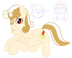 Size: 3013x2400 | Tagged: safe, artist:mariculture, oc, oc only, oc:cream collar, pegasus, pony, female, looking at you, mare, one eye closed, simple background, solo, white background, wings