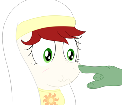 Size: 2904x2500 | Tagged: safe, artist:mariculture, oc, oc only, oc:anon, earth pony, pony, boop, cutie mark, female, habit, mare, nun, offscreen character, princess celestia's cutie mark, scar, simple background, sun, transparent background