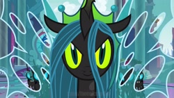 Size: 1920x1080 | Tagged: safe, artist:tweekstudio, derpibooru import, queen chrysalis, changeling, changeling queen, g4, i can't believe it's not hasbro studios, looking at you, solo, ultimate chrysalis, wings