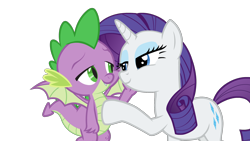 Size: 1920x1080 | Tagged: safe, artist:georgegarza01, derpibooru import, rarity, spike, dragon, pony, unicorn, g4, age difference, bedroom eyes, cute, duo, duo male and female, female, hand on cheek, hoof on chest, horn, looking at each other, looking at someone, male, raribetes, shipping, simple background, sparity, spikabetes, straight, transparent background, winged spike, wings