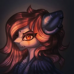 Size: 1088x1088 | Tagged: safe, artist:reminati_27, derpibooru import, oc, oc only, pegasus, pony, bust, ear piercing, earring, eye scar, facial scar, female, jewelry, mare, piercing, portrait, scar, solo