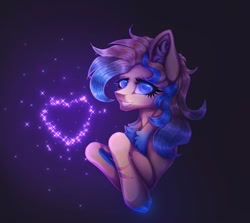 Size: 1277x1141 | Tagged: safe, artist:reminati_27, derpibooru import, oc, oc only, pony, chest fluff, female, floating heart, heart, looking at you, mare, scar, smiling, solo, sparkles, thin