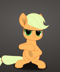 Size: 1111x1337 | Tagged: safe, artist:k. dale, derpibooru import, applejack, earth pony, pony, g4, female, gradient background, grumpy, mare, movie accurate, solo