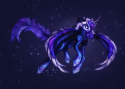 Size: 1116x796 | Tagged: safe, artist:reminati_27, derpibooru import, oc, oc only, alicorn, pony, alicorn oc, curved horn, flying, horn, horns, leonine tail, spread wings, tail, wings