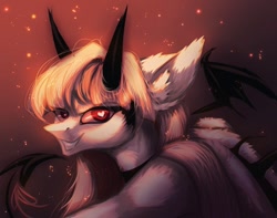 Size: 1050x827 | Tagged: safe, artist:reminati_27, derpibooru import, oc, oc only, demon, demon pony, pony, devil tail, female, floating wings, heart, heart eyes, horns, looking at you, mare, smiling, solo, tail, wingding eyes, wings