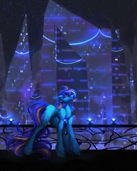 Size: 813x1018 | Tagged: safe, artist:reminati_27, derpibooru import, oc, oc only, earth pony, pony, city, cityscape, solo, unshorn fetlocks