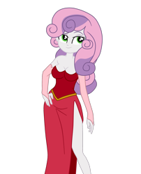 Size: 1900x2353 | Tagged: safe, artist:gmaplay, derpibooru import, sweetie belle, human, equestria girls, g4, clothes, dress, female, legs, older, older sweetie belle, seductive, seductive look, seductive pose, simple background, solo, thight, transparent background