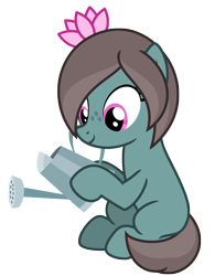 Size: 5448x6997 | Tagged: safe, artist:estories, derpibooru import, oc, oc only, oc:lotu doodle, earth pony, pony, absurd resolution, female, mare, simple background, sitting, solo, transparent background, vector, watering can