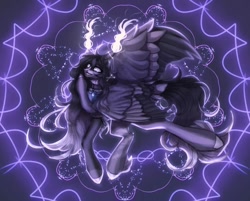 Size: 1080x868 | Tagged: safe, artist:reminati_27, derpibooru import, oc, oc only, oc:misty, pegasus, pony, abstract background, choker, female, fetlock tuft, mare, solo