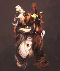 Size: 1080x1270 | Tagged: safe, artist:reminati_27, derpibooru import, oc, oc only, pony, chest fluff, choker, ear tufts, female, jewelry, mare, necklace, solo