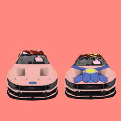 Size: 3464x3464 | Tagged: safe, artist:screaming luigi racing, derpibooru exclusive, derpibooru import, screencap, oc, oc only, oc:espie pantomimia, oc:estella pantomimia, car, carviewer, duo, duo female, elements of justice, female, ford, ford dark horse, nascar, photo, siblings, sisters, twins