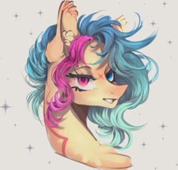 Size: 1080x1029 | Tagged: safe, artist:reminati_27, derpibooru import, oc, oc only, pony, bust, chest fluff, ear fluff, ears, eyebrow piercing, female, heterochromia, mare, piercing, portrait, solo