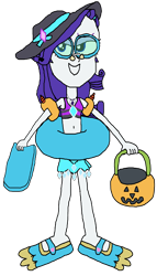 Size: 1941x3405 | Tagged: safe, artist:christian soto, derpibooru import, rarity, better together, equestria girls, forgotten friendship, g4, bikini, clothes, equestria girls specials, female, flippers, goggles, halloween, hat, holiday, inner tube, kickboard, noseclip, pool toy, pumpkin bucket, sarong, simple background, solo, sunscreen, swimsuit, towel, transparent background, trick or treat, water wings