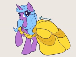 Size: 2160x1620 | Tagged: safe, artist:amanecerlobo, derpibooru import, radiant hope, pony, unicorn, g4, clothes, dress, horn