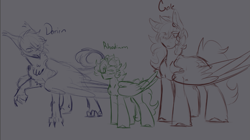 Size: 1037x579 | Tagged: safe, artist:rhodium, derpibooru import, oc, oc:cosmic rhodium, oc:darien platecrête, oc:phantom gale, griffon, pegasus, griffon oc, pegasus oc