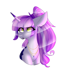 Size: 2091x2245 | Tagged: safe, artist:cookieholderowo, derpibooru import, oc, oc only, oc:frost, pony, unicorn, bust, female, horn, jewelry, mare, necklace, portrait, simple background, solo, transparent background