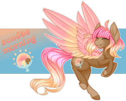 Size: 1152x924 | Tagged: safe, artist:furtoodie, derpibooru import, oc, oc:sundae morning, pegasus, pony, colored wings, female, mare, solo, two toned wings, wings