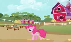 Size: 1251x750 | Tagged: safe, derpibooru import, pinkie pie, g4, collect cupcakes lick ponies, female, flash game, solo, sweet apple acres, sweet apple acres barn, youtube link