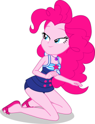 Size: 2379x3119 | Tagged: safe, alternate version, artist:dustinwatsongkx, derpibooru import, pinkie pie, human, equestria girls, g4, accessory swap, bare shoulders, clothes, clothes swap, female, geode of telekinesis, high res, magical geodes, one-piece swimsuit, sandals, sci-twi swimsuit, simple background, sleeveless, solo, swimsuit, swimsuit swap, transparent background