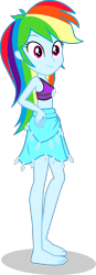 Size: 1364x3917 | Tagged: safe, alternate version, artist:dustinwatsongkx, derpibooru import, rainbow dash, human, equestria girls, g4, accessory swap, armpits, bare arms, bare legs, bare shoulders, barefoot, beads, bikini, bikini top, blue skin, clothes, clothes swap, diamonds, feet, female, grin, jewelry, multicolored hair, necklace, pink eyes, rainbow hair, rarity's blue sarong, rarity's purple bikini, sarong, simple background, skirt, sleeveless, smiling, solo, swimsuit, swimsuit swap, transparent background, vector