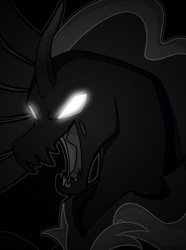 Size: 1040x1400 | Tagged: safe, artist:bunnyshrubby, derpibooru import, pony of shadows, equestria at war mod, g4, bust, glowing, glowing eyes, monochrome, portrait, solo