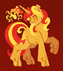 Size: 1372x1548 | Tagged: safe, artist:fizzmitz, derpibooru import, oc, oc only, pony, unicorn, cloven hooves, horn, not sunset shimmer, solo, unicorn oc