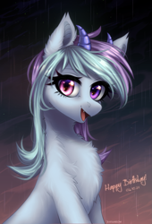 Size: 1363x2000 | Tagged: safe, artist:avrameow, derpibooru import, oc, oc only, pony, chest fluff, horns, solo