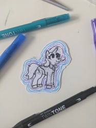 Size: 1538x2048 | Tagged: safe, artist:zoeyhorse, derpibooru import, trixie, oc, oc only, pony, unicorn, g4, bowtie, clothes, female, horn, mare, necktie, pen drawing, solo, suit, traditional art