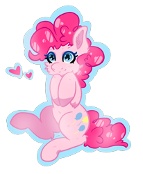 Size: 1090x1320 | Tagged: safe, artist:bytemyfur, derpibooru import, pinkie pie, earth pony, pony, g4, cheek fluff, heart, heart eyes, outline, simple background, solo, transparent background, wingding eyes