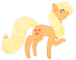 Size: 2300x1830 | Tagged: safe, artist:bytemyfur, derpibooru import, applejack, earth pony, pony, g4, hatless, missing accessory, outline, simple background, solo, transparent background, white outline