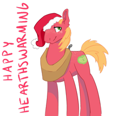 Size: 2549x2353 | Tagged: safe, artist:bytemyfur, derpibooru import, part of a set, big macintosh, earth pony, pony, g4, christmas, happy hearth's warming, hat, holiday, male, santa hat, simple background, solo, stallion, transparent background