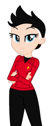 Size: 398x958 | Tagged: safe, artist:robertsonskywa1, derpibooru import, equestria girls, g4, clothes, crossed arms, equestria girls-ified, erica ortegas, female, simple background, solo, star trek, star trek: strange new worlds, tomboy, transparent background, uniform