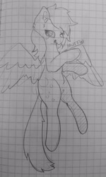 Size: 1894x3167 | Tagged: safe, artist:bytemyfur, derpibooru import, derpy hooves, pegasus, pony, g4, graph paper, monochrome, sketch, solo, traditional art