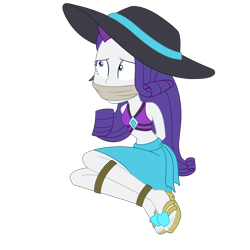 Size: 2500x2500 | Tagged: safe, artist:nie-martw-sie-o-mnie, derpibooru import, rarity, human, equestria girls, forgotten friendship, g4, bondage, bound and gagged, cloth gag, clothes, equestria girls specials, female, femsub, gag, hat, rarisub, rarity's blue sarong, rarity's purple bikini, rope, rope bondage, sandals, sarong, simple background, solo, submissive, sun hat, transparent background