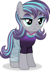 Size: 3749x5396 | Tagged: safe, artist:anime-equestria, derpibooru import, maud pie, earth pony, pony, g4, alternate hairstyle, clothes, denim, ear piercing, eyeshadow, female, jeans, makeup, mare, pants, piercing, ripped jeans, ripped pants, simple background, solo, torn clothes, transparent background, vector