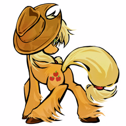 Size: 4252x4252 | Tagged: safe, artist:qianhe498, derpibooru import, applejack, earth pony, pony, applejack's hat, clothes, cowboy hat, female, hat, mane, mare, solo, tail, unshorn fetlocks