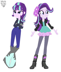 Size: 530x620 | Tagged: safe, artist:xxdavid5000xx, derpibooru import, starlight glimmer, equestria girls, g4, boots, clothes, denim, high heel boots, jacket, jeans, pants, shirt, shoes, simple background, solo, white background