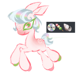 Size: 970x929 | Tagged: safe, artist:peaceandlove26, artist:twinklewish, derpibooru import, oc, oc only, oc:plastic shell, earth pony, pony, 2021, alternate universe, bangs, big hooves, blank flank, coat markings, colored, colored eyelashes, colored hooves, colored muzzle, colored pupils, countershading, dark muzzle, earth pony oc, emoji, facial markings, flat colors, green eyelashes, green pupils, hooves, mismatched hooves, multicolored hooves, old art, pink coat, pink eyes, shiny mane, shiny tail, short mane, short tail, simple background, solo, tail, two toned mane, two toned tail, white background