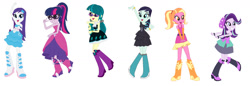 Size: 1280x438 | Tagged: safe, artist:diana173076, derpibooru import, coloratura, juniper montage, luster dawn, rarity, sci-twi, starlight glimmer, twilight sparkle, equestria girls, g4, simple background, solo, white background