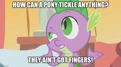 Size: 888x499 | Tagged: safe, derpibooru import, edit, edited screencap, screencap, spike, dragon, g4, winter wrap up, caption, golden oaks library, image macro, imgflip, male, solo, text