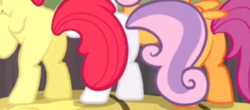 Size: 370x163 | Tagged: safe, derpibooru import, edit, edited screencap, screencap, apple bloom, scootaloo, sweetie belle, g4, beautiful, beautisexy, bloom butt, booty mark crusaders, butt, cropped, cute, cutie mark crusaders, female, pictures of butts, plot, pretty, scootabutt, sexy, sweetie butt, tail, trio, trio female