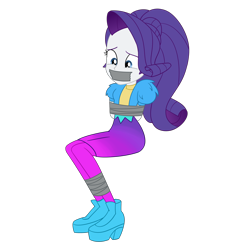 Size: 2500x2500 | Tagged: safe, artist:nie-martw-sie-o-mnie, derpibooru import, rarity, human, better together, equestria girls, festival filters, g4, bondage, bound and gagged, female, femsub, gag, high heels, music festival outfit, rarisub, shoes, simple background, sitting, solo, submissive, tape, tape bondage, tape gag, transparent background