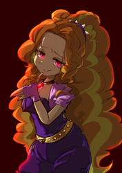 Size: 2480x3508 | Tagged: safe, artist:izuchi, derpibooru import, adagio dazzle, human, equestria girls, g4, female, red background, simple background, solo