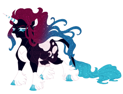 Size: 5100x3900 | Tagged: safe, artist:gigason, derpibooru import, oc, oc only, oc:sneaky silhouette, classical unicorn, pony, unicorn, g4, adoptable, blank flank, blue eyelashes, blue eyes, blue hooves, blue mane, blue sclera, blue tail, cloven hooves, coat markings, colored, colored eyebrows, colored eyelashes, colored horn, colored pinnae, colored sclera, ear fluff, ears, ethereal body, ethereal mane, ethereal tail, eye markings, eyebrows, facial markings, female, female oc, flat colors, flowing mane, flowing tail, glowing, gradient hooves, gradient mane, gradient tail, high res, horn, leg markings, leonine tail, long mane, long tail, looking back, magical lesbian spawn, mare oc, moon marking, obtrusive watermark, offspring, pale belly, parent:nightmare moon, parent:tempest shadow, parents:tempestmoon, raised eyebrow, simple background, slit eyes, smiling, snip (coat marking), socks (coat marking), solo, sparkly mane, sparkly tail, splotches, standing, starry mane, starry tail, striped horn, tail, tail markings, teal eyelashes, teal eyes, teal hooves, teal tail, three quarter view, transparent background, unicorn horn, unicorn oc, unshorn fetlocks, wall of tags, watermark, white belly