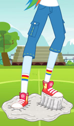 Size: 827x1406 | Tagged: safe, artist:dhot9230, derpibooru import, rainbow dash, human, equestria girls, g4, feet, legs, pictures of legs, solo, sticky