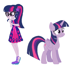 Size: 682x638 | Tagged: safe, artist:diana173076, artist:selenaede, derpibooru import, sci-twi, twilight sparkle, twilight sparkle (alicorn), alicorn, human, pony, equestria girls, g4, alternate universe, base used, human ponidox, self paradox, self ponidox, simple background, white background