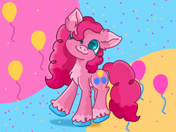 Size: 3000x2250 | Tagged: safe, artist:abbye8282, derpibooru import, pinkie pie, earth pony, pony, balloon, female, one eye closed, solo